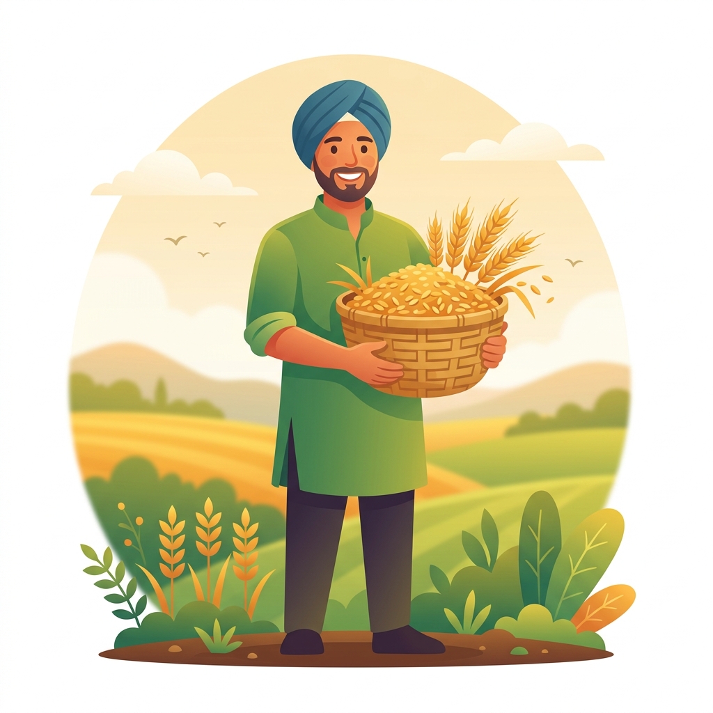 Farmer with his grain to sell